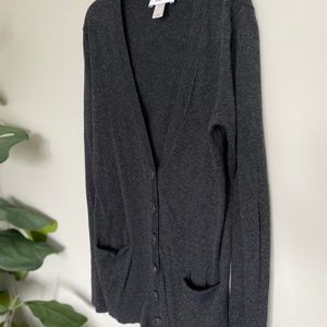 LOFT Charcoal Button Down Cardigan - Small